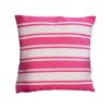 Housse de coussin carrée fond fushia et rayures blanches en coton CB2