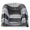 Jeté de fauteuil 2x2m en coton, gris anthracite et rayures blanches – C3