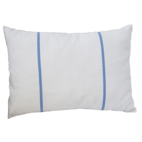 Housse de coussin blanche et rayures bleu doux 35 x 50 cm en coton - C1