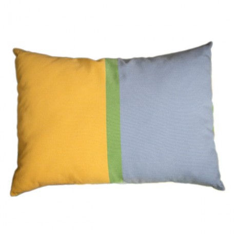 Housse de coussin 35x50cm en coton tri-bandes Jaune, bleu et vert  - D2