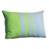 Housse de coussin rectangulaire en coton motif inversé bleu et vert à rayures - T3