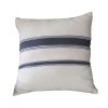 Housse de coussin carrée blanche et rayures bleues en coton - M2 