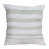 Housse de coussin 40x40cm, blanche avec rayures en fil lurex argent - IS2