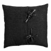 Housse de coussin 40x40cm fond noir fermeture avec nouettes - B1