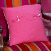 Housse de coussin carrée fushia fermeture avec nouettes - CB2