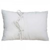 Enveloppe de coussin rectangulaire fond blanc avec rayures en fil lurex argent fermeture par nouettes - IS2