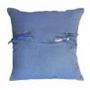 Housse de coussin carrée bleue avec rayures lurex fermeture par nouettes - IS3