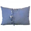 Enveloppe de coussin rectangulaire bleue fermeture avec des nouettes - IS3