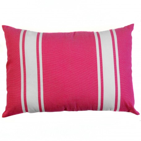 Coussin 35x50cm, fond fushia avec rayures blanches, 100% coton - CB2