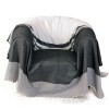 Jeté de fauteuil 2x2m, noir et blanc avec des rayures de différentes tailles, 100% coton - T1