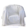 Jeté de fauteuil en coton 2 x 2m uni blanc écru avec reliefs discrets - F2