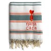 Fouta plate brodée orange et bleu canard