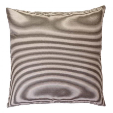 Housse de coussin 60x60cm motif inversé écru et taupe avec différentes  tailles de rayures