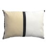 Housse de coussin 35x50 en coton motif tri-bandes écru, noir et blanc - D1