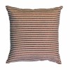 Coussin carré motif classique et épuré, fond écru avec des rayures fines en fil lurex bronze - B2