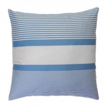 Grand coussin 60x60cm, fond blanc et rayures bleues doux - C1