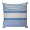 Grand coussin 60x60cm, fond blanc et rayures bleues doux - C1