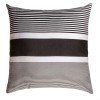 Grand coussin 60x60cm fond gris anthracite et rayures blanches - C3