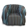 Jeté de fauteuil gris anthracite et turquoise 2x2m - C4